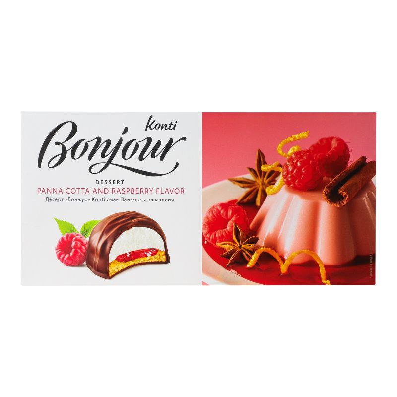 Десерт Бонжур Konti смак Пана-коти та малини 232г